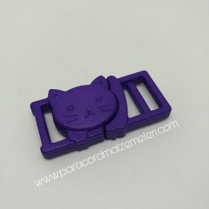 Paracord İp Bileklik Kedi Toka Klips Mor Renk - Görsel 1