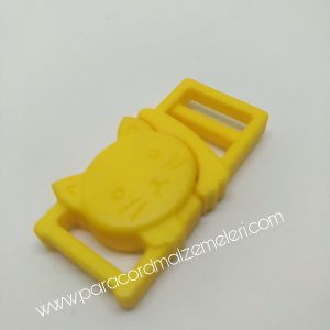 Paracord İp Bileklik Kedi Toka Klips Sarı Renk - Görsel 5