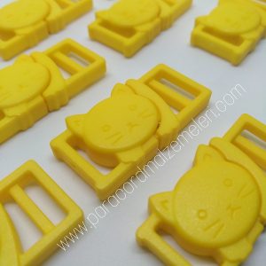 Paracord İp Bileklik Kedi Toka Klips Sarı Renk - Görsel 1