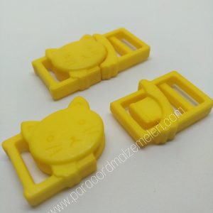 Paracord İp Bileklik Kedi Toka Klips Sarı Renk - Görsel 3