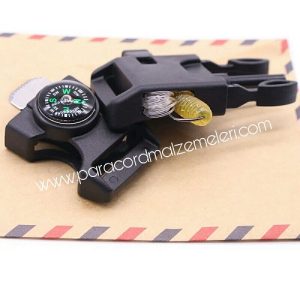 Ateş Başlatıcılı, Pusula,Düdüklü ve Olta Takımlı Paracord Klips - Görsel 8