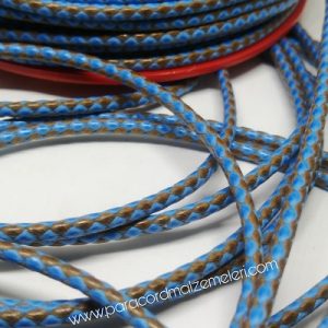 Paracord Bileklik İpi Burgulu Mumlu İp Açık Mavi Kahve Renk 4 mm - Görsel 3