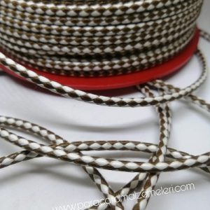 Paracord Bileklik İpi Burgulu Mumlu İp Beyaz Kahve Renk 4 mm - Görsel 4
