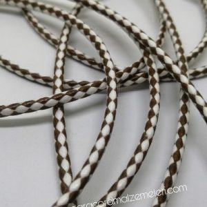 Paracord Bileklik İpi Burgulu Mumlu İp Beyaz Kahve Renk 4 mm - Görsel 1