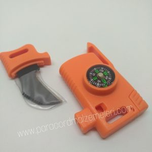 Ateş başlatıcı ,Düdük ,Pusula ve Bıçak Özellikli Klips Turuncu Renk - Görsel 8