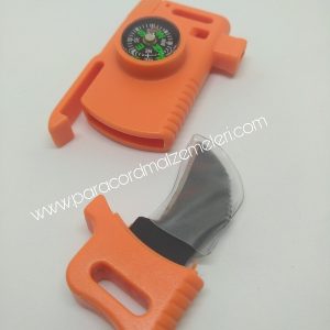 Ateş başlatıcı ,Düdük ,Pusula ve Bıçak Özellikli Klips Turuncu Renk - Görsel 7