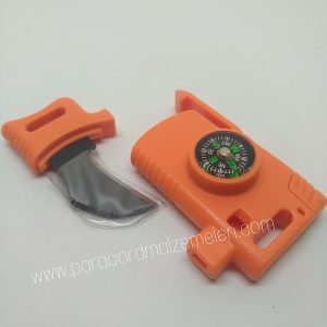 Ateş başlatıcı ,Düdük ,Pusula ve Bıçak Özellikli Klips Turuncu Renk - Görsel 6