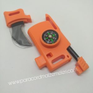 Ateş başlatıcı ,Düdük ,Pusula ve Bıçak Özellikli Klips Turuncu Renk - Görsel 5