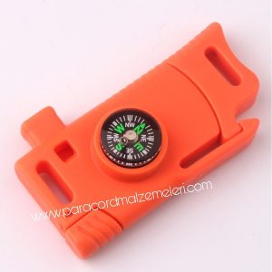Ateş başlatıcı ,Düdük ,Pusula ve Bıçak Özellikli Klips Turuncu Renk - Görsel 4