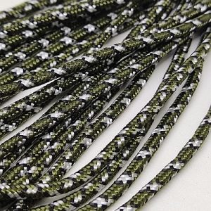 Paracord İp 3 mm Koyu Yeşil Renk Beyaz Siyah Şerit - Görsel 3