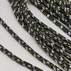 Paracord İp 3 mm Koyu Yeşil Renk Beyaz Siyah Şerit - Görsel 1