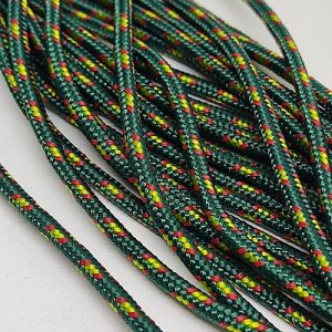 Paracord İp 3 mm Koyu Yeşil Renk Sarı Kırmızı Şerit  - Görsel 1