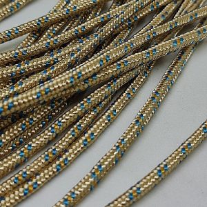 3 mm Paracord İp Krem Renk Mavi Şerit - Görsel 3