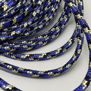 3 mm Paracord İp Mavi Renk Siyah Beyaz Şerit - Görsel 2