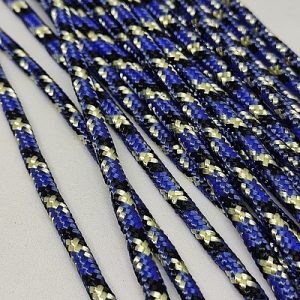 3 mm Paracord İp Mavi Renk Siyah Beyaz Şerit - Görsel 1