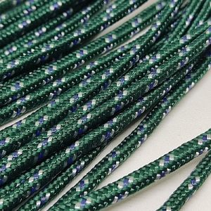 3 mm Paracord İp  Koyu Yeşil Renk Beyaz Mavi Şerit - Görsel 2