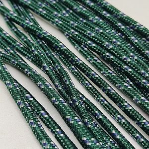 3 mm Paracord İp  Koyu Yeşil Renk Beyaz Mavi Şerit - Görsel 1