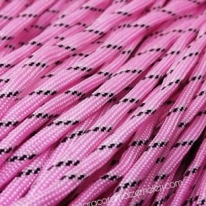 Paracord 550 İp, Paracord Paraşüt Bileklik İpi Açık Pembe Renk Siyah Şerit  - Görsel 1