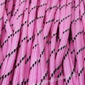 Paracord 550 İp, Paracord Paraşüt Bileklik İpi Açık Pembe Renk Siyah Şerit  - Görsel 3