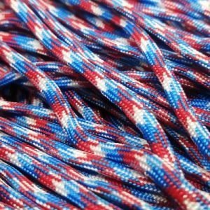 Paracord 550 İp, Paracord Paraşüt Bileklik İpi Beyaz Kırmızı Mavi Çapraz Renk - Görsel 3