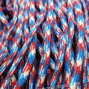 Paracord 550 İp, Paracord Paraşüt Bileklik İpi Beyaz Kırmızı Mavi Çapraz Renk - Görsel 2