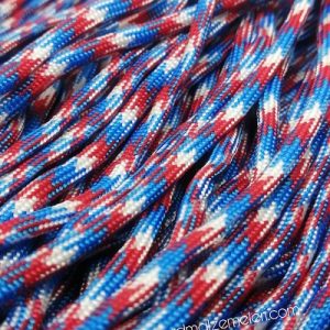 Paracord 550 İp, Paracord Paraşüt Bileklik İpi Beyaz Kırmızı Mavi Çapraz Renk - Görsel 1