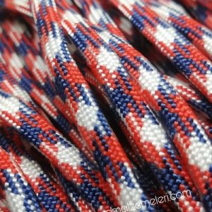 Paracord 550 İp, Paracord Paraşüt Bileklik İpi Beyaz Kırmızı Mavi Çapraz Renk - Görsel 1