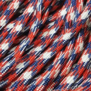 Paracord 550 İp, Paracord Paraşüt Bileklik İpi Beyaz Kırmızı Mavi Çapraz Renk - Görsel 2