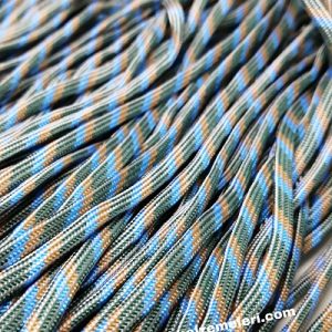 Paracord 550 İp, Paracord Paraşüt Bileklik İpi Mavi Gri Turuncu Renk - Görsel 1