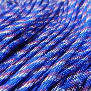 Paracord 550 İp, Paracord Paraşüt Bileklik İpi Mavi Renk Kırmızı Beyaz Şerit - Görsel 1