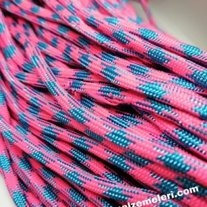 Paracord 550 İp, Paracord Paraşüt Bileklik İpi Neon Kırmızı Turkuaz Mavi Renk - Görsel 3