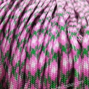 Paracord 550 İp, Paracord Paraşüt Bileklik İpi Pembe Renk Yeşil Beyaz Şerit  - Görsel 2