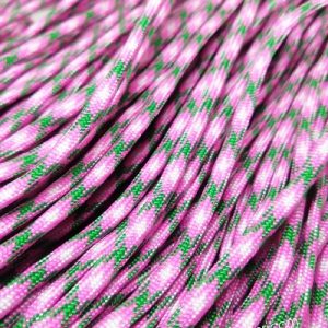 Paracord 550 İp, Paracord Paraşüt Bileklik İpi Pembe Renk Yeşil Beyaz Şerit  - Görsel 1
