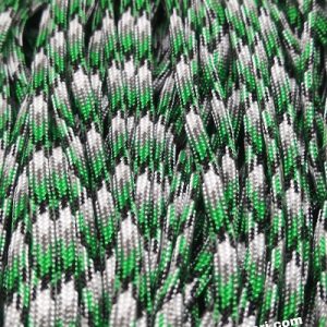 Paracord 550 İp, Paracord Paraşüt Bileklik İpi Yeşil Siyah Gri Renk - Görsel 2