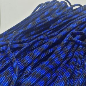 Paracord 550 İp, Paracord Paraşüt Bileklik İpi Mavi Renk Siyah Çapraz Şerit - Görsel 1
