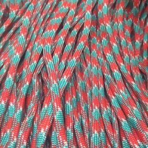 Paracord 550 İp, Paracord Paraşüt Bileklik İpi Turkuaz Yeşil Renk Kırmızı Şerit - Görsel 3