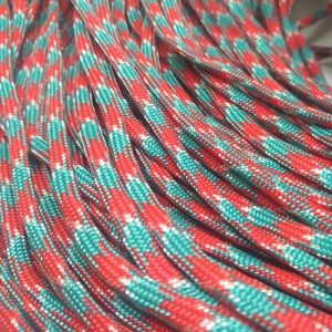 Paracord 550 İp, Paracord Paraşüt Bileklik İpi Turkuaz Yeşil Renk Kırmızı Şerit - Görsel 2