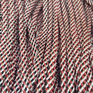 Paracord 550 İp, Paracord Paraşüt Bileklik İpi Kırmızı Beyaz Siyah Renk Burgu Desen - Görsel 3