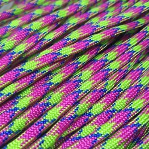 Paracord 550 İp, Paracord Paraşüt Bileklik İpi Şeker Pembe Mavi Yeşil Şerit - Görsel 1
