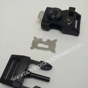 Ateş Başlatıcılı, Pusula,Termometre ve Düdüklü Paracord Klips - Görsel 5