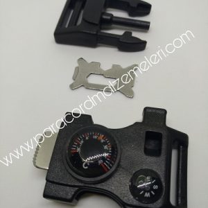 Ateş Başlatıcılı, Pusula,Termometre ve Düdüklü Paracord Klips - Görsel 4