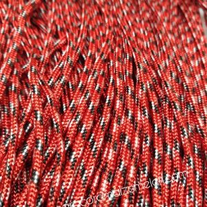 Paracord İp , Paracord Bileklik İpi Kırmızı Renk Siyah Beyaz Şerit 2 mm - Görsel 3