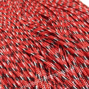 Paracord İp , Paracord Bileklik İpi Kırmızı Renk Siyah Beyaz Şerit 2 mm - Görsel 2