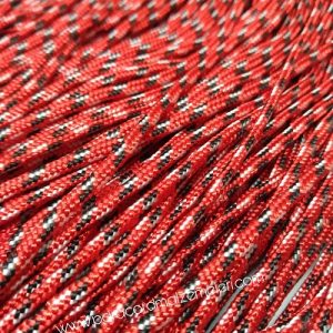 Paracord İp , Paracord Bileklik İpi Kırmızı Renk Siyah Beyaz Şerit 2 mm - Görsel 1