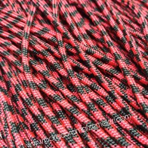 Paracord İp , Paracord Bileklik İpi Kırmızı Renk Siyah Şerit 2 mm - Görsel 1