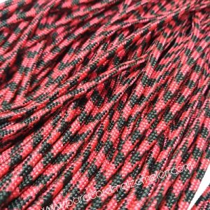 Paracord İp , Paracord Bileklik İpi Kırmızı Renk Siyah Şerit 2 mm - Görsel 2