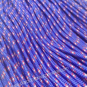 Paracord İp , Paracord Bileklik İpi Koyu Mavi Renk Kırmızı-Beyaz Şerit 2 mm - Görsel 3