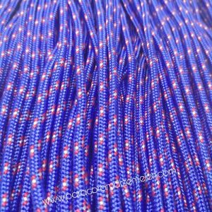 Paracord İp , Paracord Bileklik İpi Koyu Mavi Renk Kırmızı-Beyaz Şerit 2 mm - Görsel 2