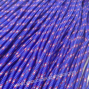 Paracord İp , Paracord Bileklik İpi Koyu Mavi Renk Kırmızı-Beyaz Şerit 2 mm - Görsel 1