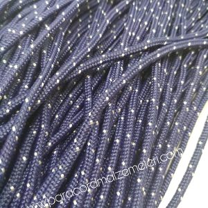 Paracord İp , Paracord Bileklik İpi Lacivert Renk Gri Şerit 2 mm - Görsel 2